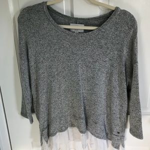 American Eagle Heather Gray Peplum Top